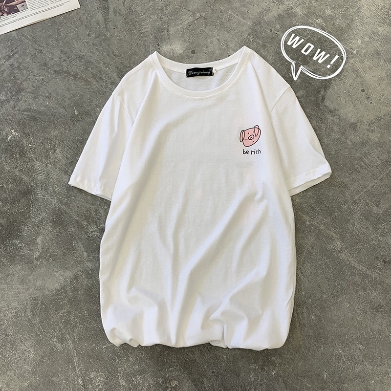 Áo Thun Tshirt Nữ Nam Unisex Chất Vải Thun Cotton Tay Lỡ Nam Nữ, Con Heo Nhỏ