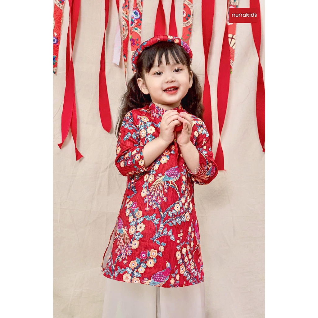 Áo dài cách tân bé gái họa tiết công phượng siêu xinh - Áo dài bé gái 3M
