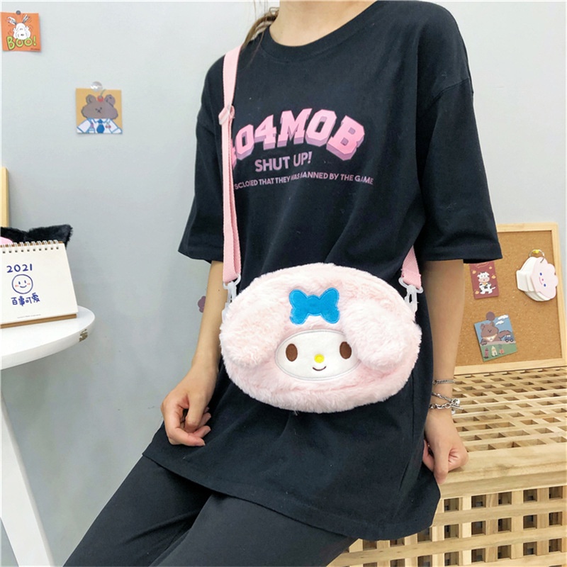 SANRIO Túi Đeo Chéo Vai Kiểu kuromi melody Cinnamoroll Nhồi Bông Dễ Thương Cho Nữ 1 Tuổi