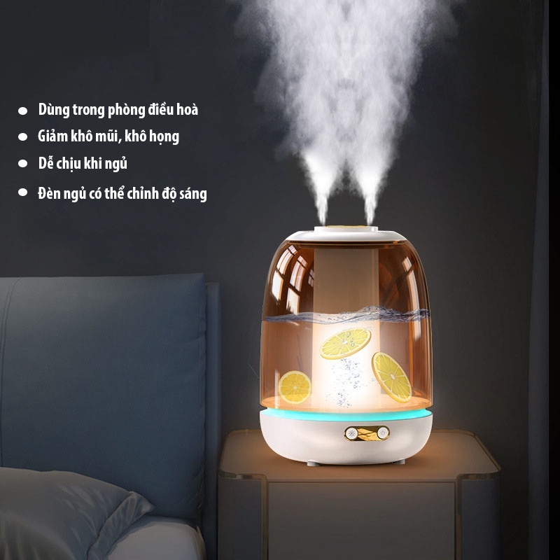 Máy phun sương tạo ẩm không khí xông tinh dầu humidifier x21 dung tích 3 lít có tích hợp đèn khay để tinh dầu thơm t02
