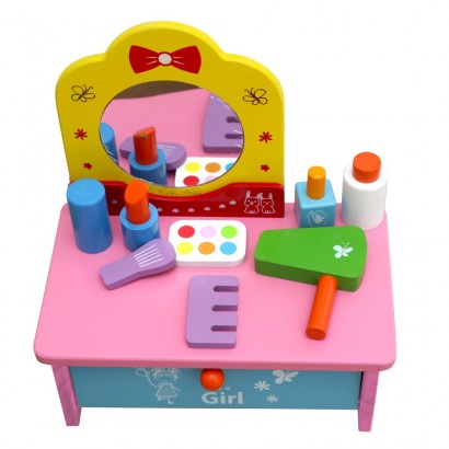 Bàn Trang Điểm mini bằng gỗ - Đồ chơi đóng vai hóa trang làm đẹp cho bé