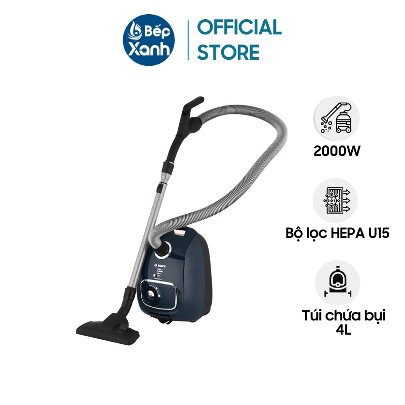 Máy Hút Bụi Có Dây Bosch BGLS42035 Xanh Dương - Công Suất 2000W - Đầu Hút Đa Năng - Báo Túi Rác Đầy - Bảo Hành 3 Năm