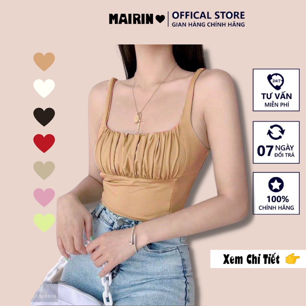 Áo croptop nữ 2 dây MaiRin Fashion cổ vuông ôm body tôn dáng 028
