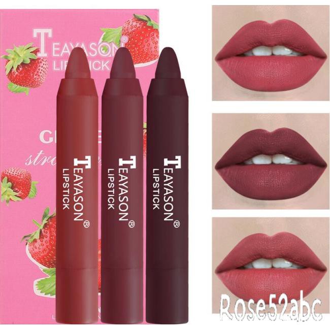 (hàng Mới Về) Set 3 Son Môi Bút Chì Màu Lì Mượt Mà Lâu Trôi Không Thấm Nước | BigBuy360 - bigbuy360.vn