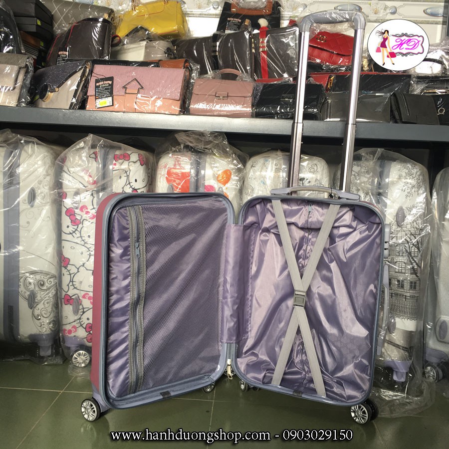 Vali nhựa họa tiết 2 tam giác VL07C – Màu hồng