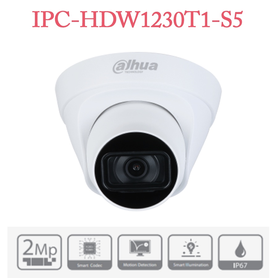 [Mã ELHAMS5 giảm 6% đơn 300K] CAMERA IP DOME DAHUA DH-IPC-HDW1230T1-S5 ,POE,CHUẨN NÉN H265 , ONVIF2.4,CHỐNG NƯỚC IP67