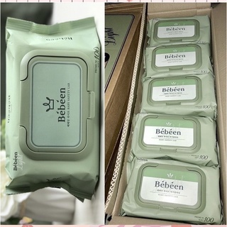 . Thùng 10 gói khăn ướt Bebeen Hàn Quốc xanh .