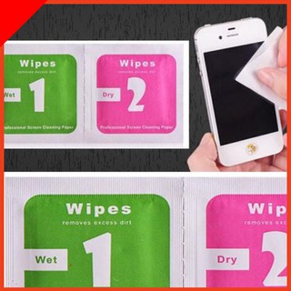 Giấy lau màn hình điện thoại ,ipad, kính, máy tính bảng ,1 miếng lau ướt +1 miếng lau khô  TOYOTO