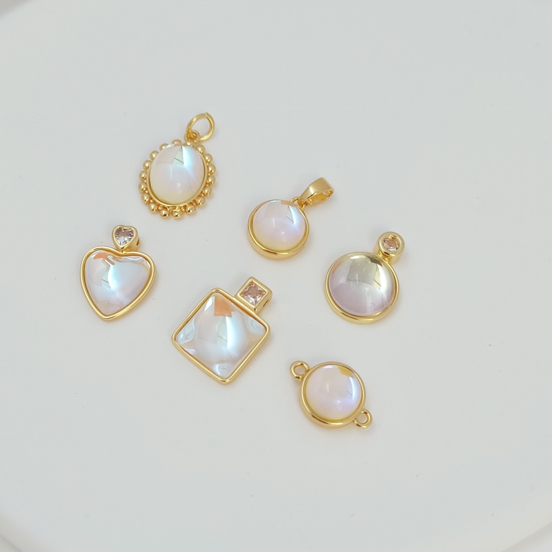 Mặt Dây Chuyền Hình Vuông/Tròn/Tròn Pha Lê Bằng Đồng 14K Màu Vàng Kim DIY