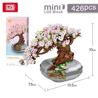 Bộ mô hình lắp ráp khối xây dựng về cây hoa gồm 6 mô hình bó hoa và 2 mô hình chậu cây