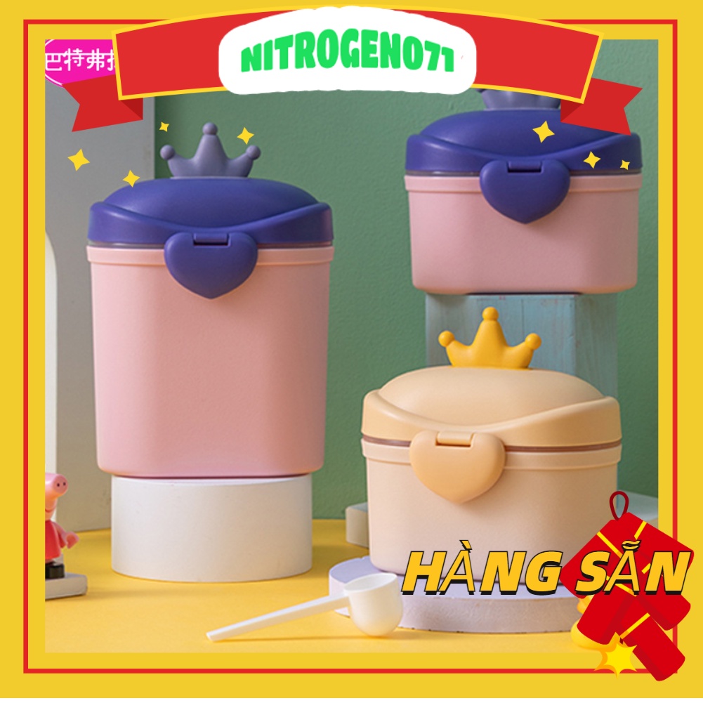 Nitrogen071 Hộp đựng sữa bột, đồ khô hình vương miện cao cấp hãng Baby Crown (có thể tiệt trùng)
