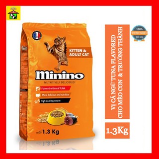 [1.3kg💯] Thức Ăn Cho Mèo Con & Mèo Trưởng Thành Minino Tuna Flavored (Vị Cá Ngừ) 1.3Kg