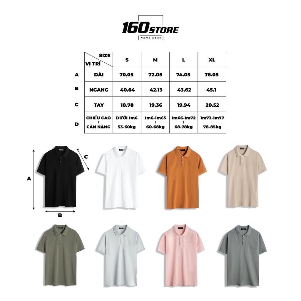 Áo Thun Polo Nam, Áo Phông Polo Nam Có Cổ Tay Ngắn Basic Vải Cá Sấu Cotton Cao Cấp BOUTON PLEC0001 160STORE