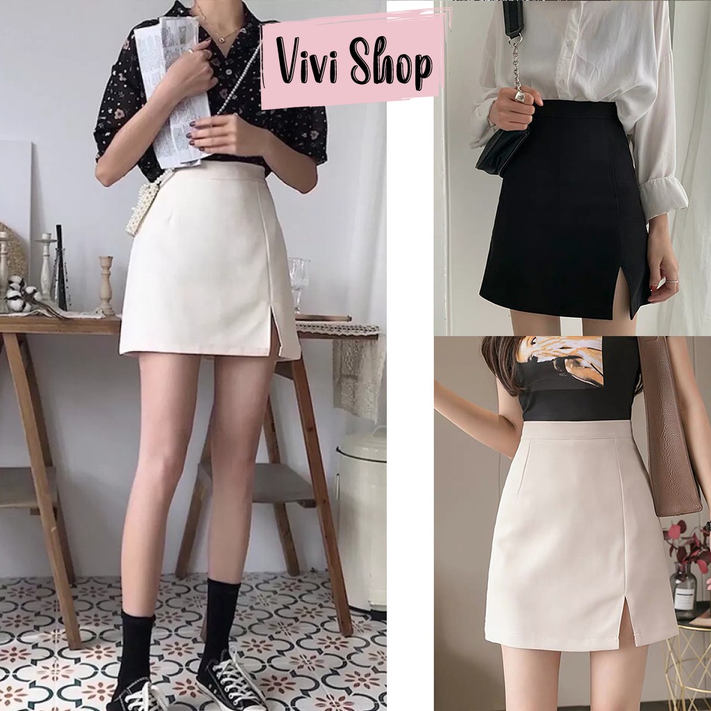 Chân Váy Công Sở Chữ A Xẻ Tà (Có Quần Trong Chống Lộ) (CÓ ẢNH THẬT)