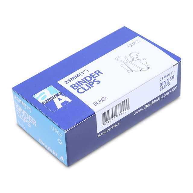 Kẹp đen 25mm Double A (lốc 12 hộp)