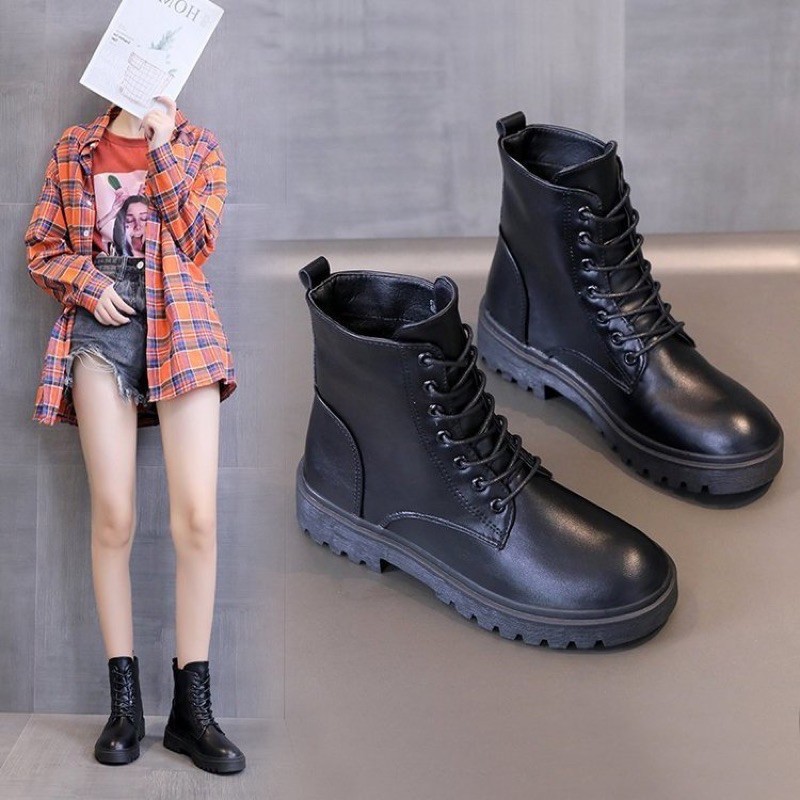 Boots Cao Cổ Nữ Da Đen Lì G32 | BigBuy360 - bigbuy360.vn