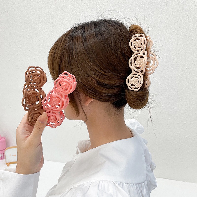Kẹp tóc lò xo hoa hồng nữ tính sang chảnh hàn quốc K126
