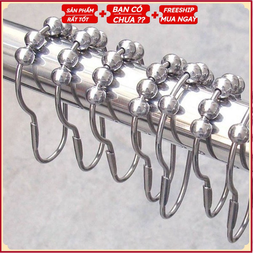 Combo 9 Móc TREO RÈM Inox Hỗ Trợ 5 BI - Cứng Cáp, Chắc Chắn, Dễ Lắp Đặt