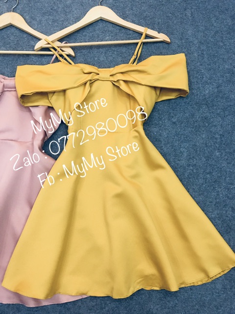 Đầm xoè dự tiệc ngắn trễ vai nơ ngực TRIPBLE T DRESS - size M/L - MS180V