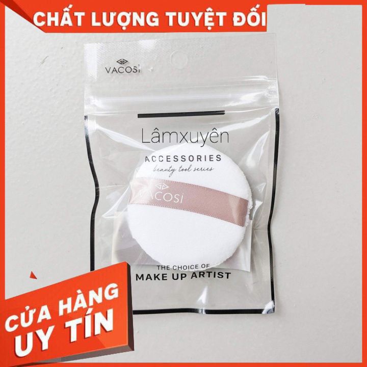 VACOSI SMALL WHITE ROUND PUFF BP19 _ bông phấn cotton khô tròn nhỏ  FREESHIP   bông phấn mềm mịn dễ tán đều màu phấn