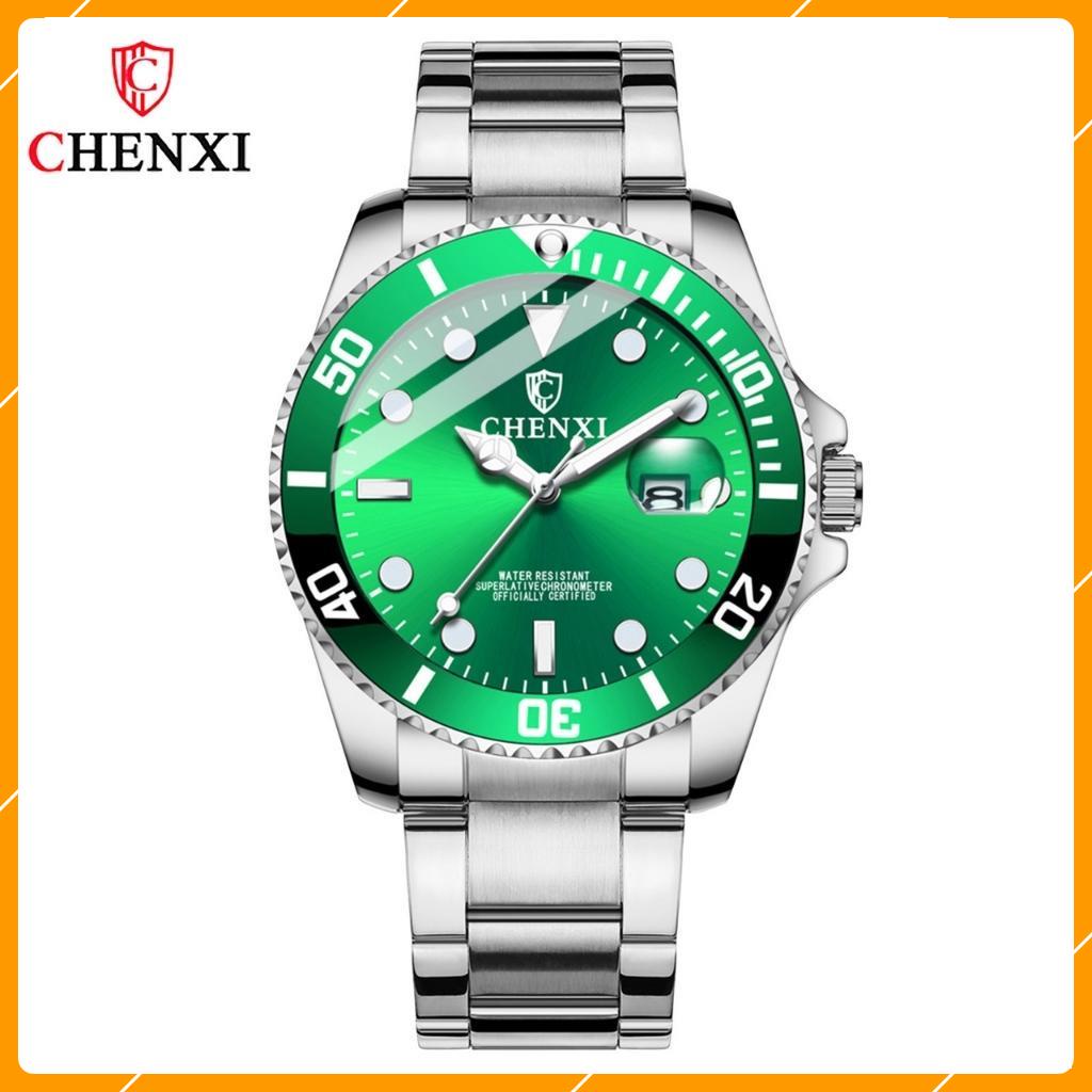 Đồng hồ nam CHENXI- CX085G, đồng hồ thời trang mặt xanh phong cách thợ lặn submariner
