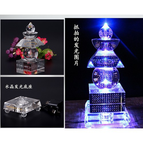 Đế đèn led ⌛freeship⌛️pha lê đổi màu làm sáng tượng, trang trí size 15x15x3cm