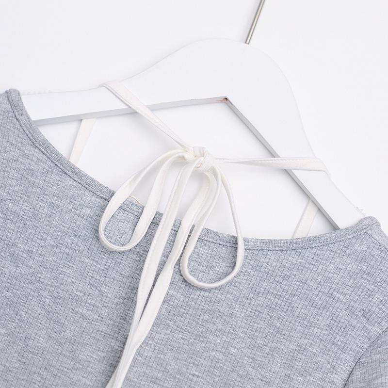 Áo croptop dài tay cổ tròn xinh xắn theo phong cách Hàn Quốc dành cho nữ | BigBuy360 - bigbuy360.vn