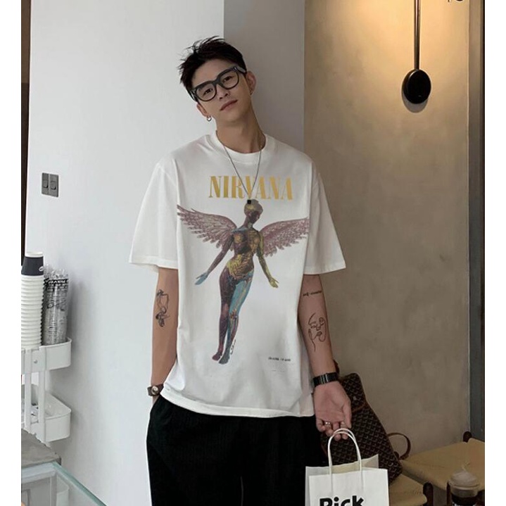 Áo Thun Tay Ngắn Chất Liệu Cotton In Họa Tiết nirvana Thời Trang Cho Nam Nữ