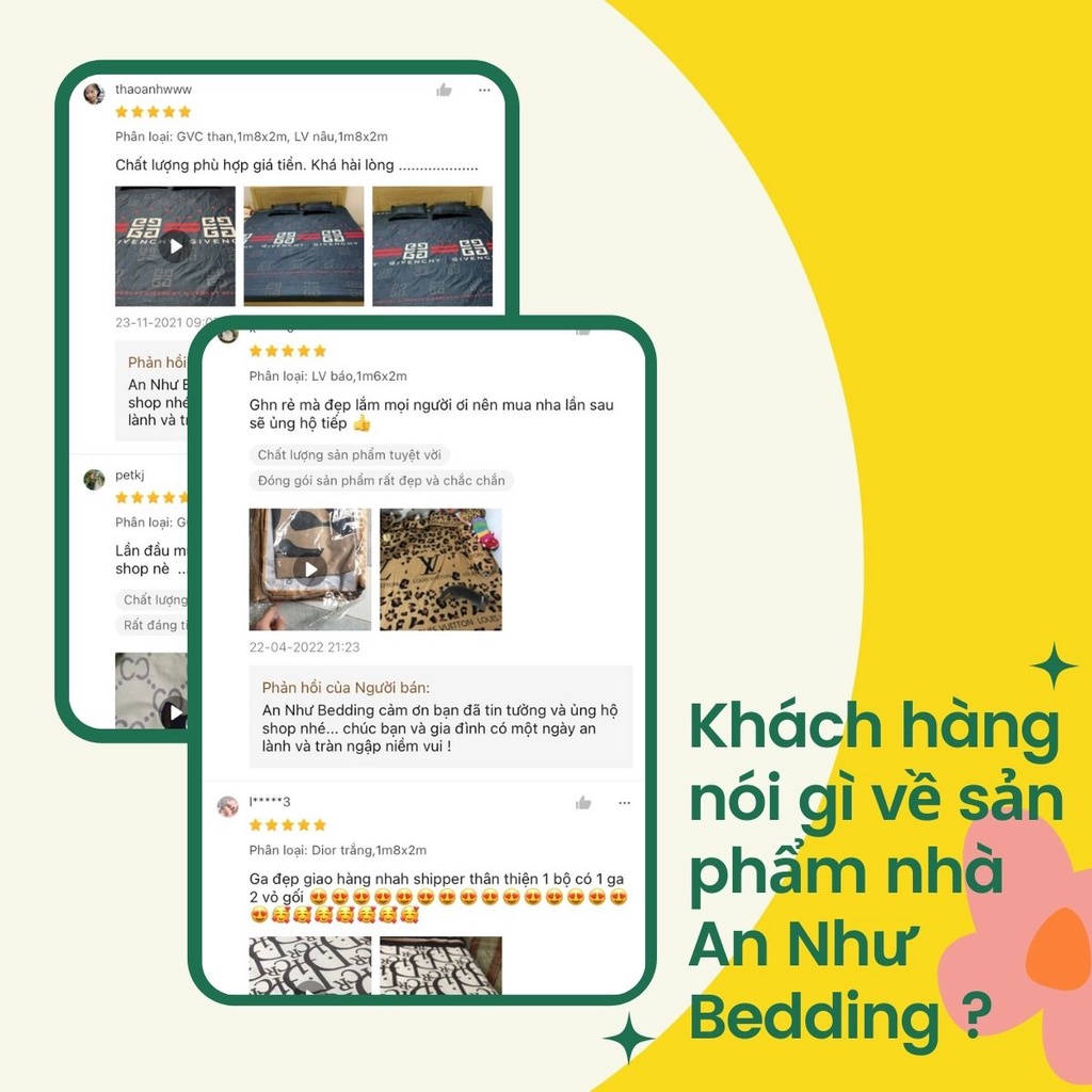 Bộ ga giường 💖m6/m8/2m💖 set 3 món gồm 1 ga trải giường + 2 vỏ gối nằm thương hiệu An Như Bedding