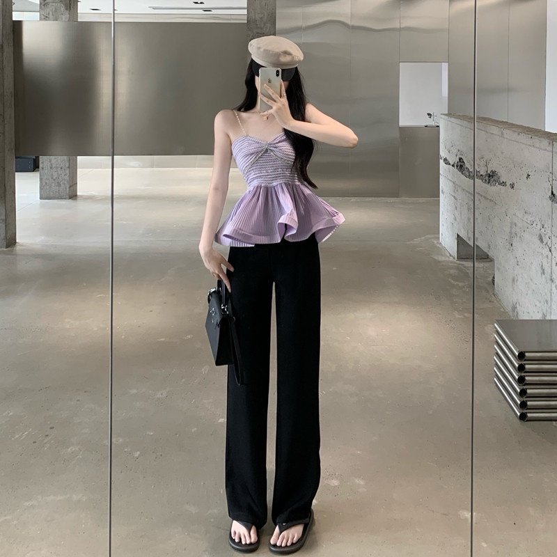 Áo Hai Dây Phối Bèo Quyến Rũ Thời Trang Cho Nữ