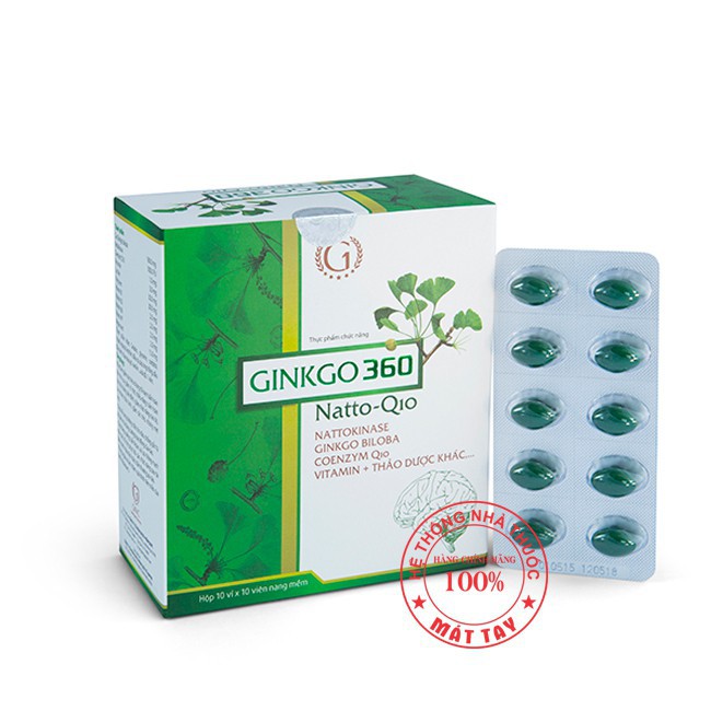 Ginkgo 360 Natto-Q10 Ginic Viên Uống Tăng Tuần Hoàn Não 100 Viên