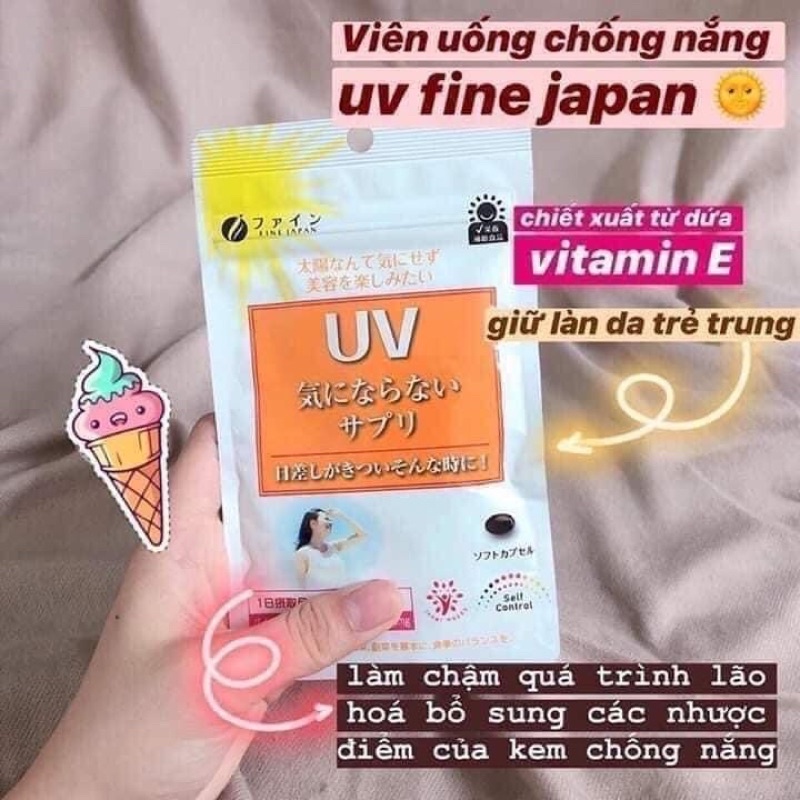 Viên uống chống nắng UV Crare Plus Fine Japan Nhật Bản 30 viên - Kháng tia UV - Chống lão hoá - Chống cháy nắng hiệu quả