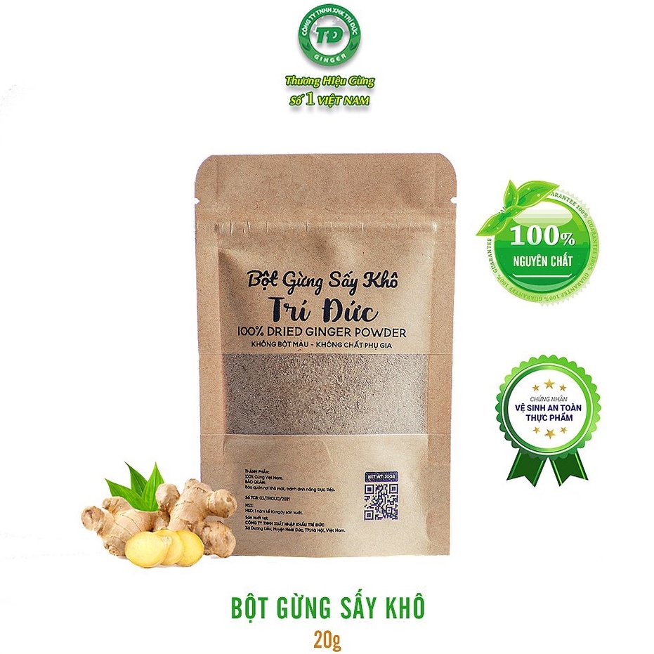 Bột gừng sấy khô Trí Đức tốt cho sức khỏe - Gói 20g