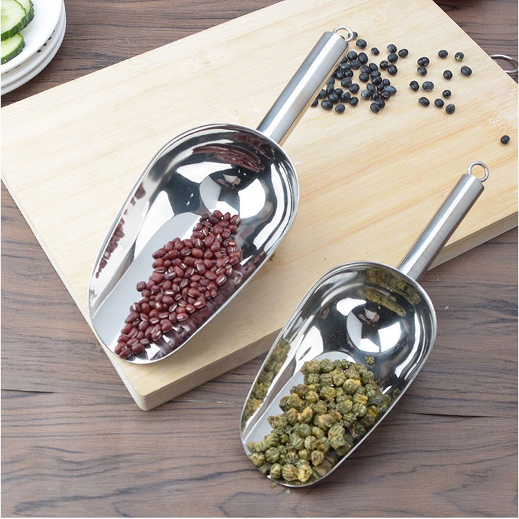 Dụng cụ muỗng Xúc đá bằng inox 304 số 3-4-5-6 cán dày xịn đẹp cao gấp