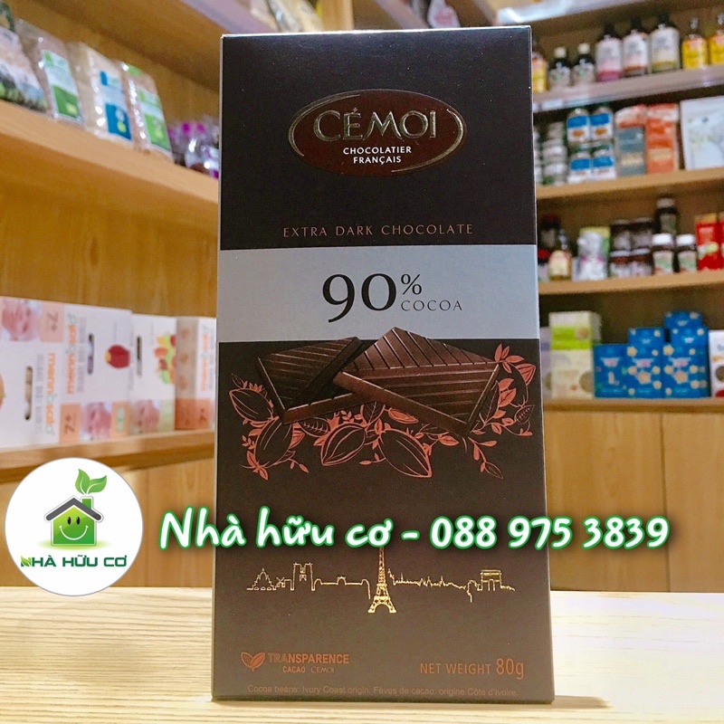 Socola đen 90% cacao dạng thanh Cémoi 80g - Date: 21/3/2023 - Nhà hữu cơ