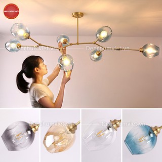 Đèn chùm Lindsey 5 chao, chùm decor nghệ thuật đơn giản hiện đại, đèn chùm phòng khách, bàn ăn, văn phòng