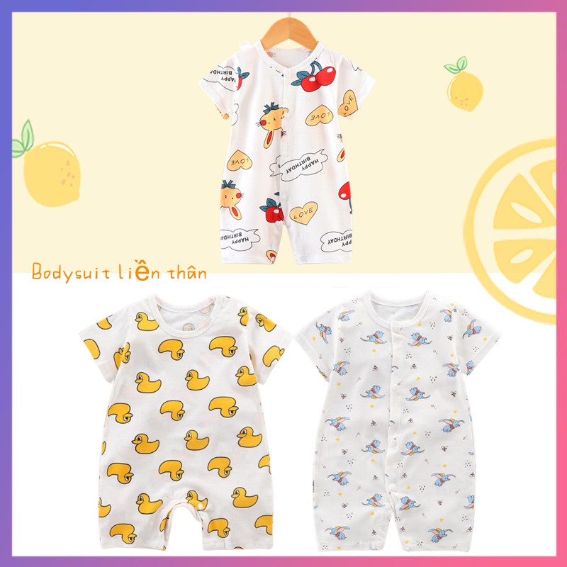 Body ngắn tay cho bé trai, bé gái, bodysuit liền thân 100% cotton Áo Liền Quần Ngắn Tay Vải Mỏng Cho Bé Sơ Sinh