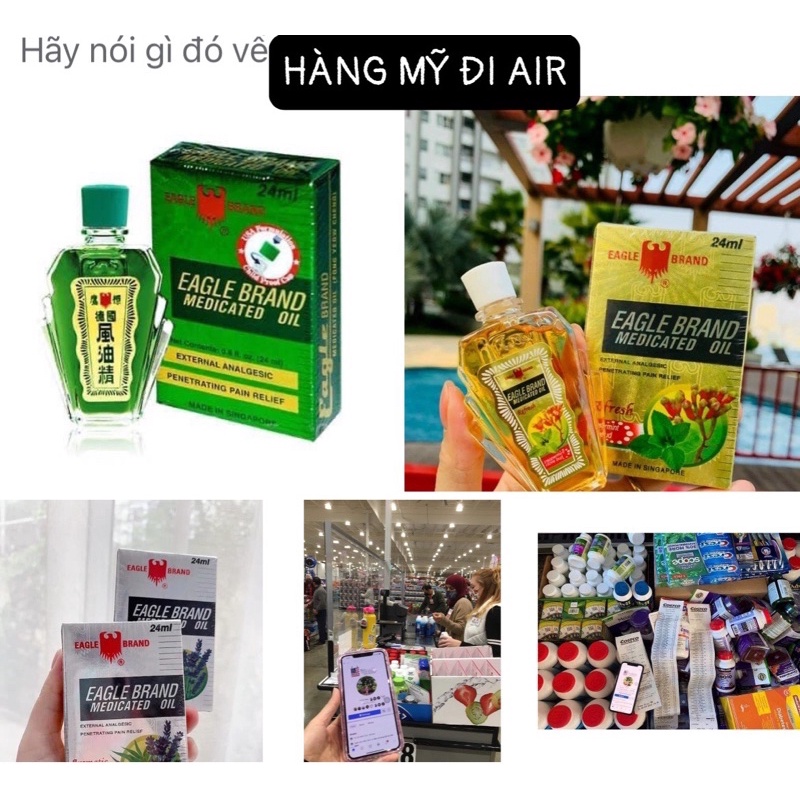 Dầu Gió Xanh Mỹ Dầu Con Ó 2 Nắp 24ml Mỹ,Dầu Gió Vàng,Trắng Mỹ