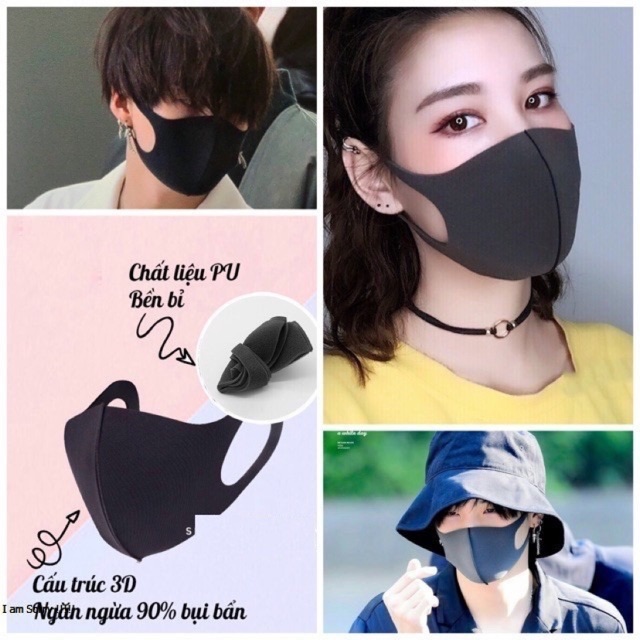 Khẩu trang vải su 3D chống bụi, mịn, thoáng an toàn cho da