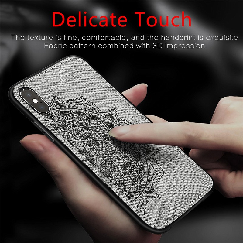 Ốp Điện Thoại Tpu Dẻo Phối Vải In Họa Tiết Hoa Mandala 3d Phong Cách Phật Giáo Cho Iphone 6 6s 7 8 Plus Xs 11 Pro Max X Xr