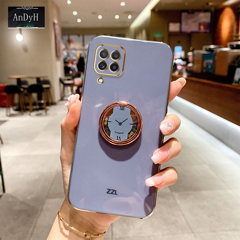 Ốp Điện Thoại Mạ Điện Hình Đồng Hồ Có Vòng Nhẫn Cho Samsung Galaxy A22 4G M22 4G