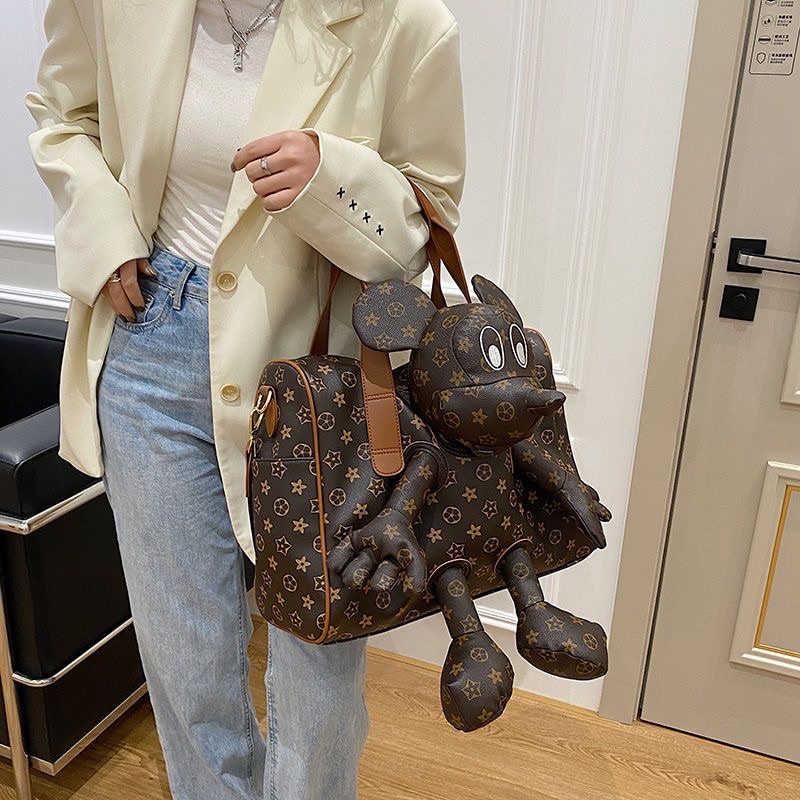 Túi xách du lịch - Túi đeo chéo da mềm Mickey hoạ tiết LV HOT