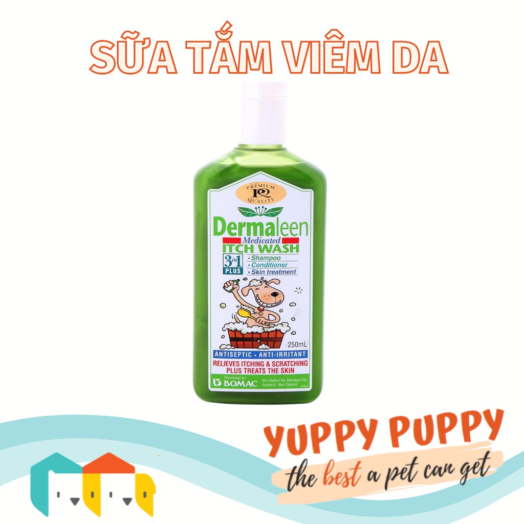 Dầu tắm thảo dược dành cho viêm da, nấm - Bayer Dermaleen cho chó mèo