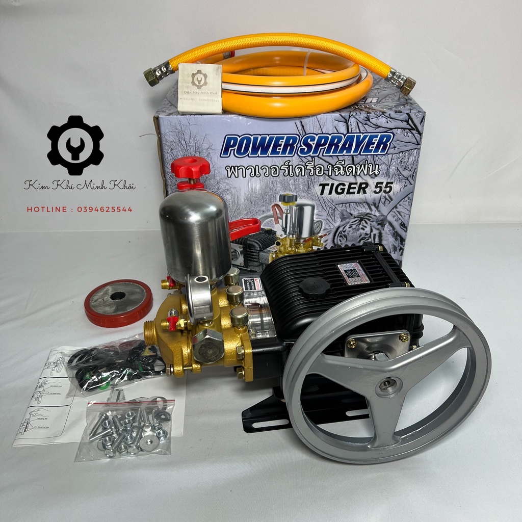 Đầu máy rửa xe áp lực cao 2HP Tiger Thái Lan 55| Đầu máy rửa xe cao áp dây đai ( kèm phụ kiện theo máy)