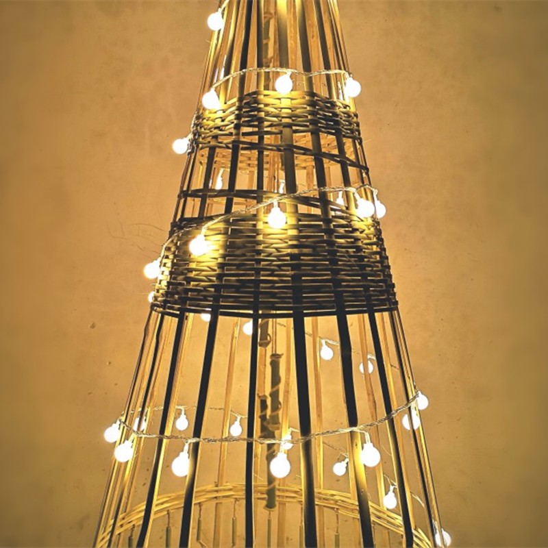 Dây Đèn Led Trái Anh Đào Bóng Bi Tròn Màu Vàng Nắng Đẹp Sang Trọng 3M 20 Bóng - Nguồn Dùng Pin Cắm Điện Đầu Cắm USB