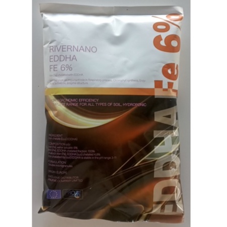 PHÂN BÓN VI LƯƠNG RIVERNANO Cung cấp vi lượng chelate EDDHA SẮT 6% cho cây trồng, bột hòa tan hoàn toàn, khối lượng 1kg