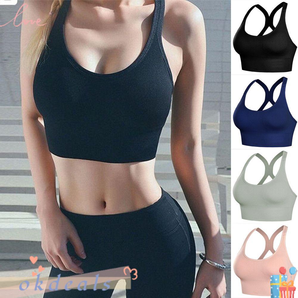 Áo Ngực Thể Thao Vải Cotton Có Mút Đệm Thời Trang Cho Nữ