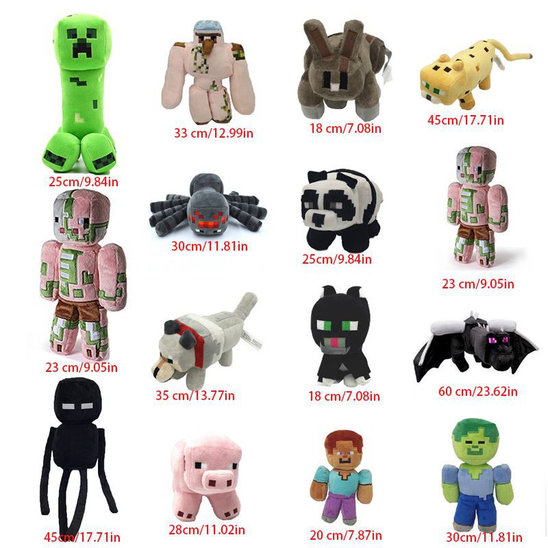 Minecraft đồ chơi sang trọng búp bê nhồi bông mềm enderman wolf zombie spider sketelon hình đồ chơi anime cho bữa tiệc trẻ em