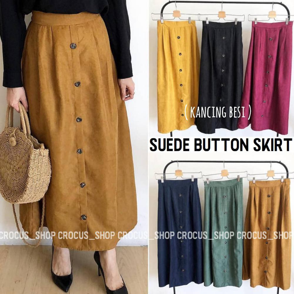 Chân Váy Da Lộn Phối Nút Sắt Tt2