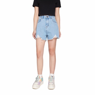 Quần Short BOO Nữ Chất Denim Cao Cấp Cạp Cao Rách Gấu Trendy